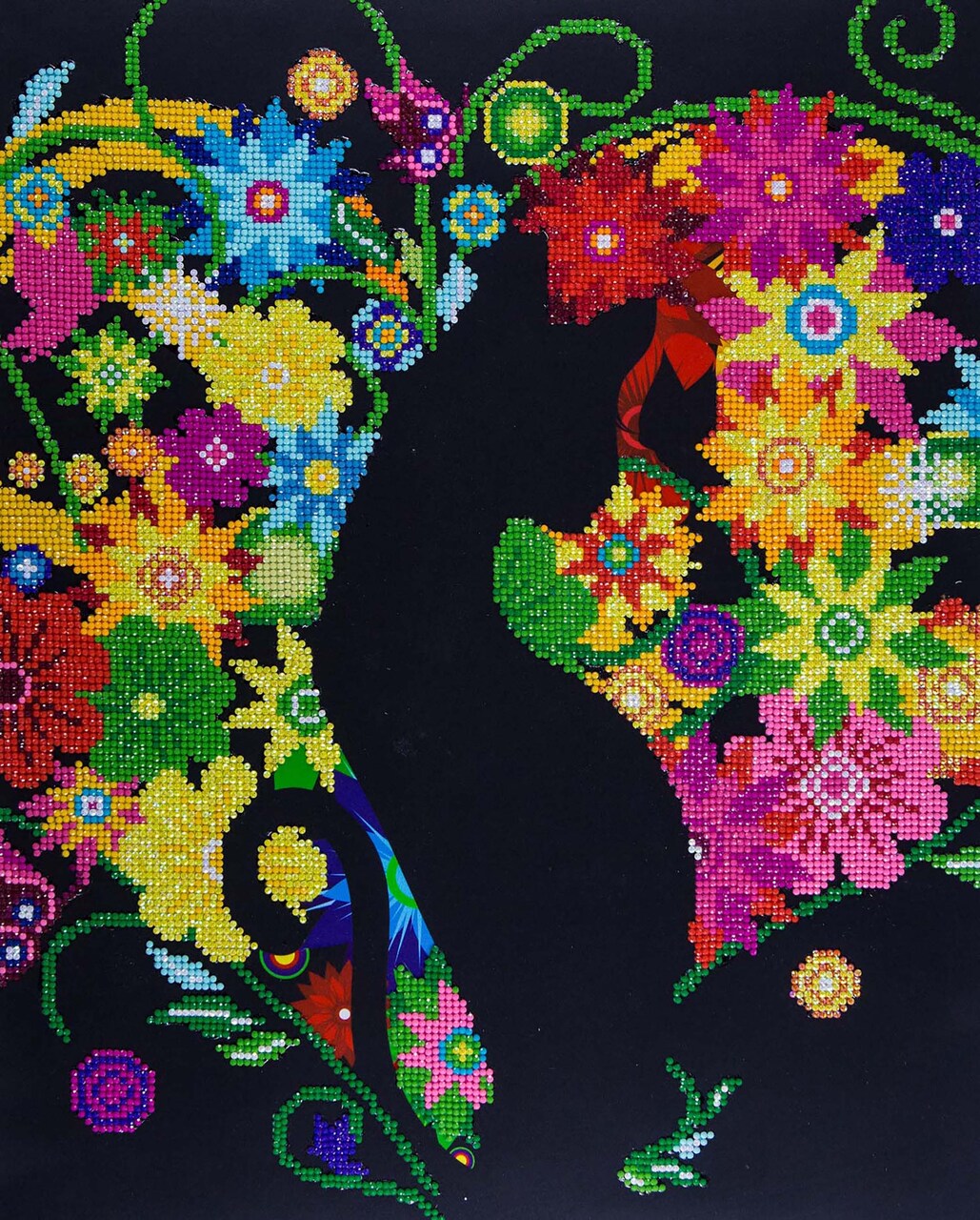 DIAMOND ART BY LEISURE ARTS Diamond Painting Kits For Adults 14"x16" Advanced Black Cat Floral, Full Drill, Diamond Art Kits, Dimond Art, Diamond Art for Adults, Diamond Art Kit